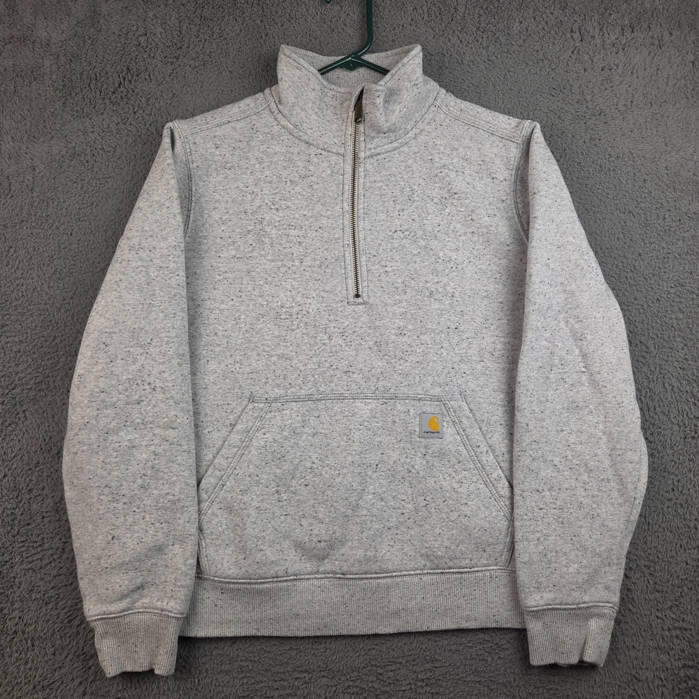 Carhartt Relaxed Fit Midweight Half-Zip Sweatshirt Women's Medium Gray Pockets